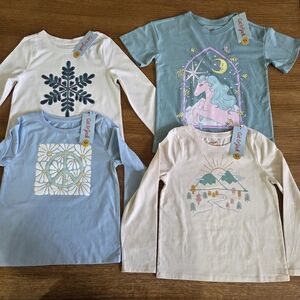 🟣 NWT LOT of 4 Girls Graphic T Shirts Long And Short Sleeve Size XS
